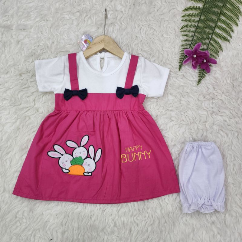 Baju bayi perempuan Dress Happy bunny728