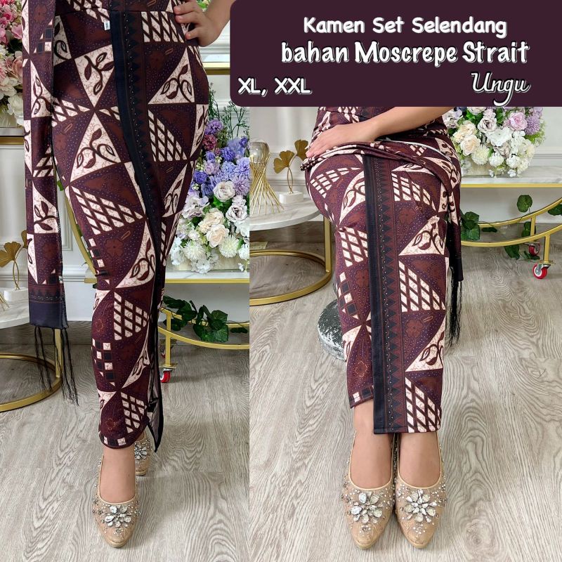 Setelan Rok Kamen dan Selendang motif Batik