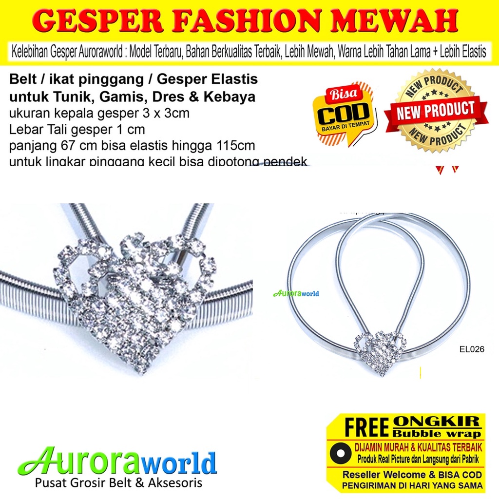 AURORAWORLD BELT ELASTIS GESPER WANITA ELASTIS UNTUK DRESS KEMEJA GAMIS TUNIK