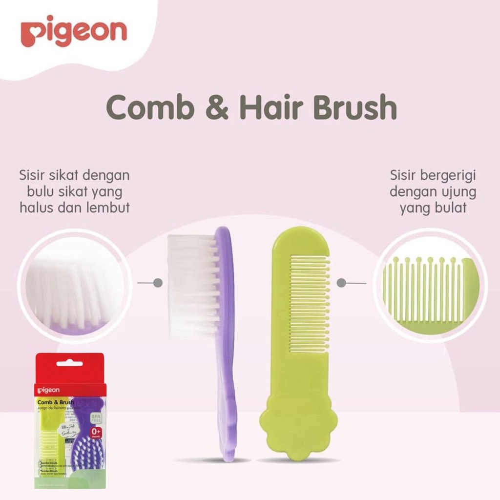 Sisir Bayi PIGEON Comb &amp; Brush Ultra Soft | Sisir &amp; Sikat Rambut Bayi