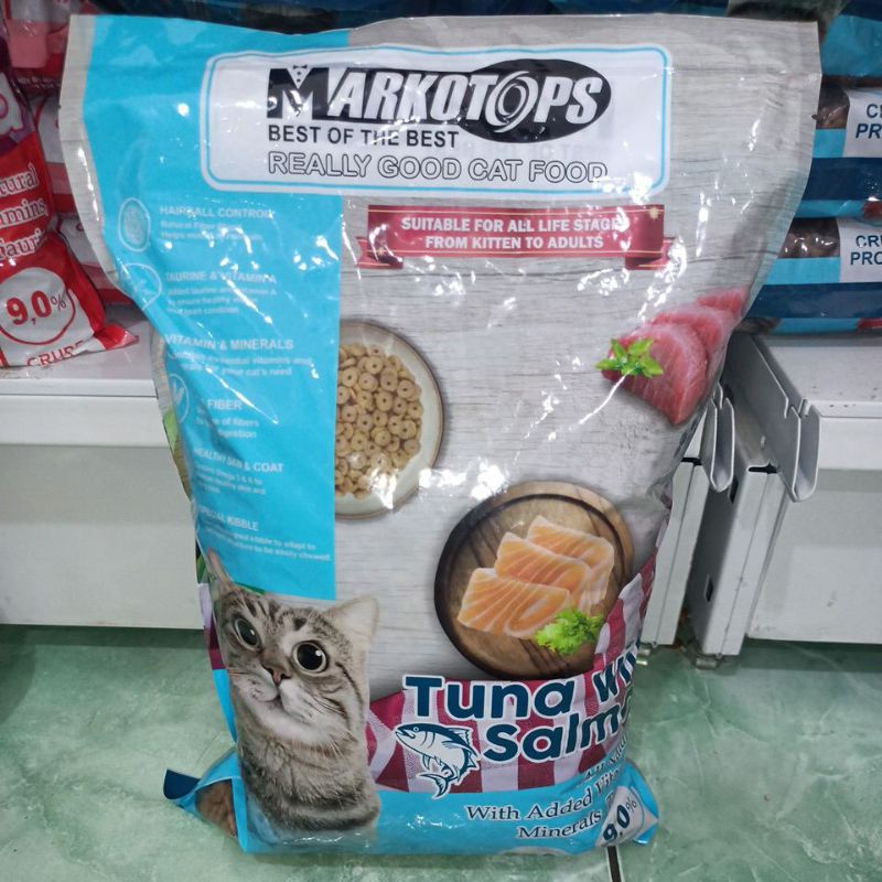 Grab/Gojek (paket 5kg) markotops adult &amp; kitten tuna with salmon 1kg Repack - makanan kucing - Markotop