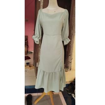 Sale Terbatas Pauline Dress  WOLFIS Jumbo Size | Dress Party Big Size Tali Serut Bawah | Midi Dress 