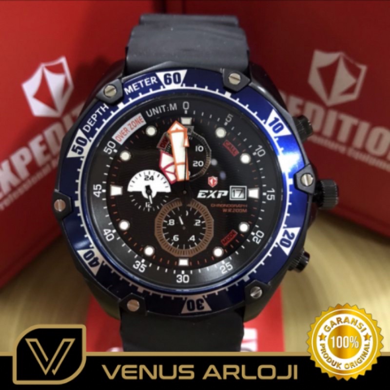 Jam Expedition SE 3007 MC RIP Pria Hitam Karet Hitam Bulat