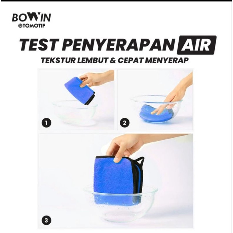 Bowin Pro Microfiber 800GSM (Lap Polish &amp; Detailing Exterior &amp; Interior) Lap Mobil dan Motor