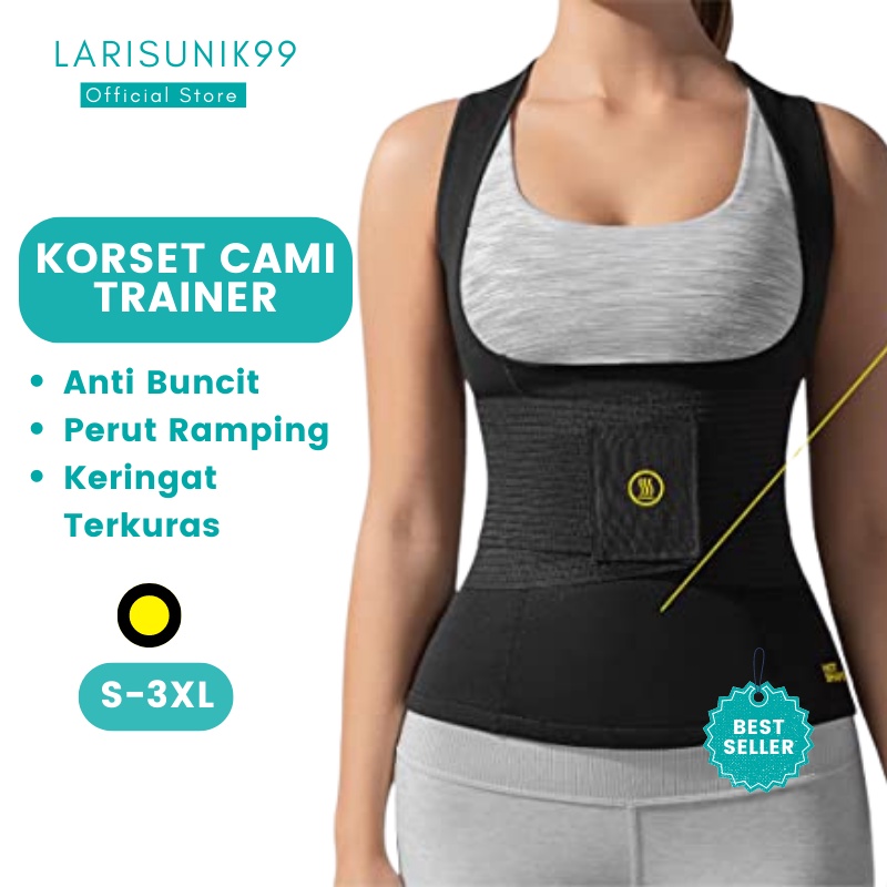 Korset Pengecil Perut Corset Pelangsing Cami Hot Shaper+Waist Trainer  Pembakar Lemak Perut Buncit