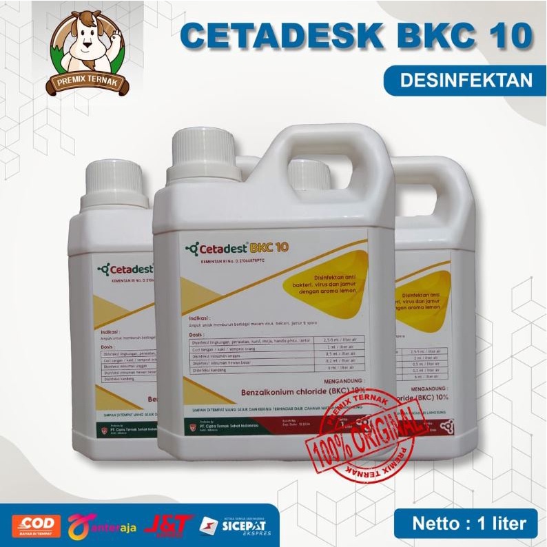 CETADEST BKC - Desinfektan Kandang 1 Liter - Desinfektan BKC 10% Aroma Jeruk - Like Destan dan Prodestan