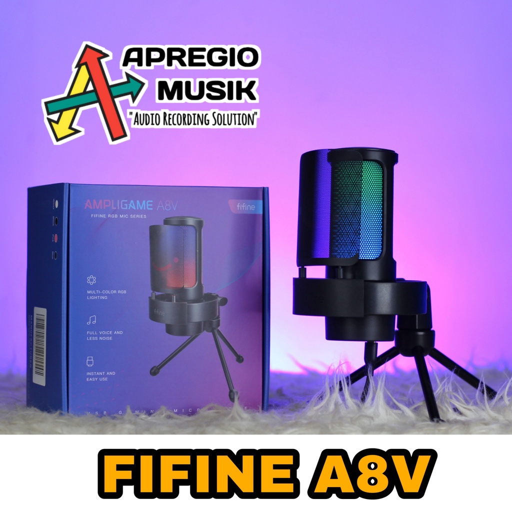 FIFINE A8 A8V RGB AMPLIGAME Mic Condenser USB