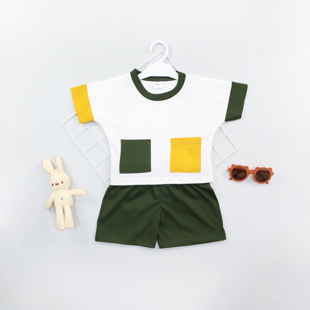 OWLET - Setelan Anak unisex / Setelan anak  / Setelan Celana Pendek / baju anak unisex / setelan pocket