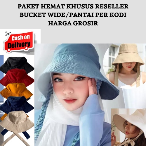 Paket Hemat Khusus Reseller Wide Bucket Hat/ Bucket hat Pantai Harga Per Kodi