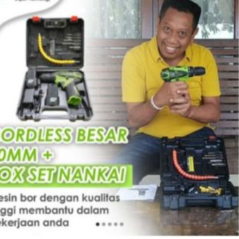 Keren abis--NANKAI 2 BATERAI Cordless Drill bor baterai 12 V charger XENON 2 BATERAI Cordless Drill 