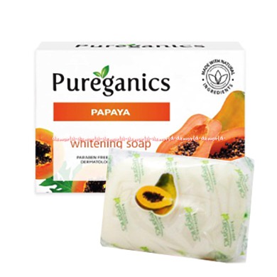 Kojie-San Pureganics Papaya Whitening Soap 135gr Sabun Kojiesan Pepaya Untuk Mencerahkan Memutihkan Kulit Kojie San Koji San Pure Organic Bahan Pepaya Orange Papaya Soap