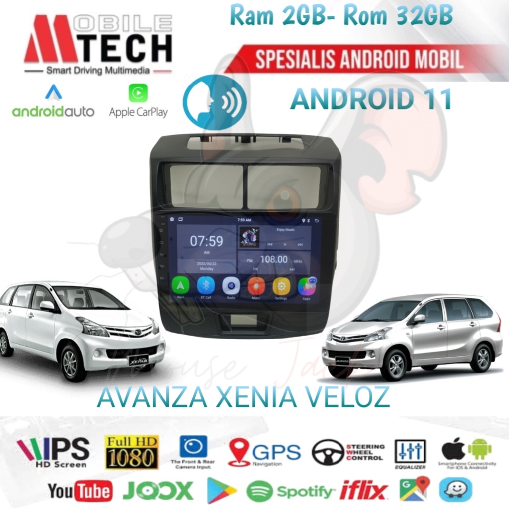 Head Unit Android Mtech Carplay Avanza Xenia Veloz 2012-2018 9 inch