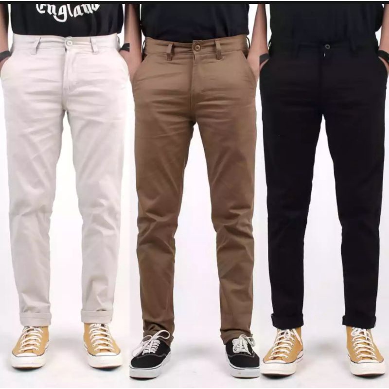 Celana Kain Chino Slimfit Cowok Distro Bahan Halus Dan Nyaman