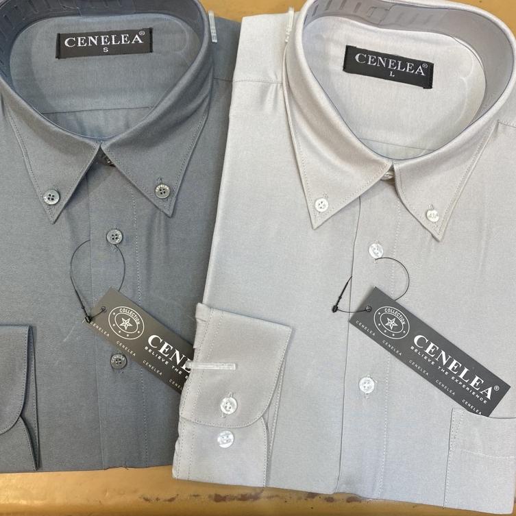 Jaminan Kualitas--Kemeja Pria Formal Lengan Panjang Polos Katun Hitam Putih Banyak Warna Kantong Sat