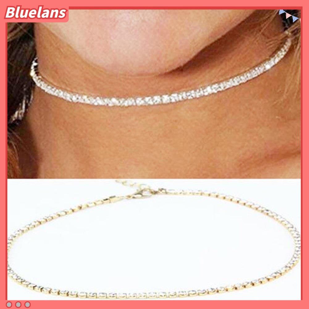 Bluelans Kalung Choker Wanita Hias Berlian Imitasi Untuk Pesta Pernikahan