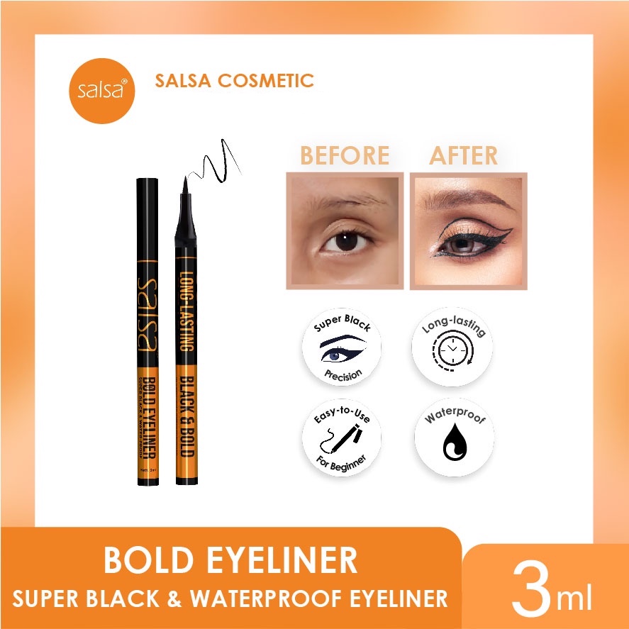 ★ BB ★ SALSA Bold Eyeliner 3ml - Super Black Waterproof Pen Eyeliner