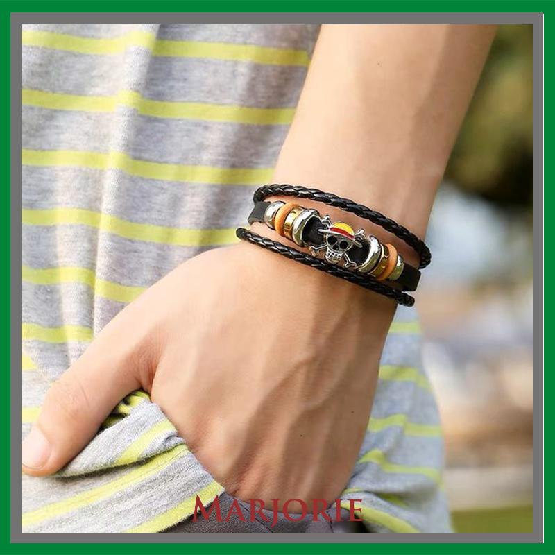 Gelang Tangan Kulit Adjustable Motif Anime Bahan Zinc Alloy Untuk-MJD