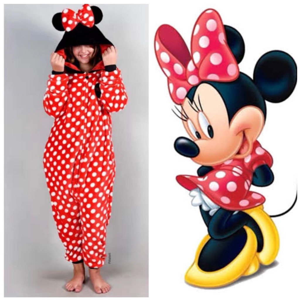 BAJU ONESIE MINNIE MOUSE MICKEY MOUSE KOSTUM COSPLAY PIYAMA KIGURUMI PESTA ANAK DEWASA