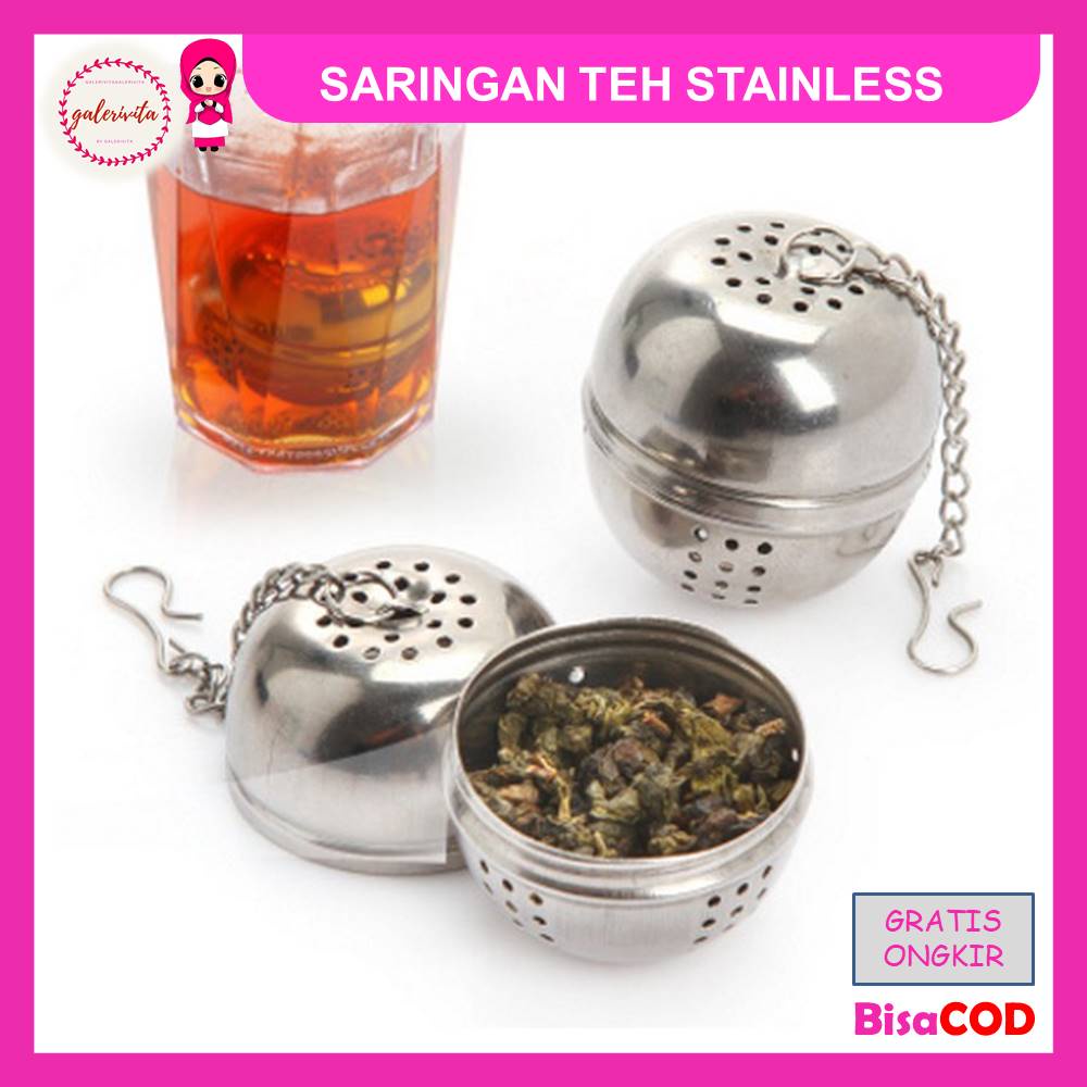 Saringan Teh Bulat Stainless Steel / Saringan Daun Teh / Saringan Minuman Rempah