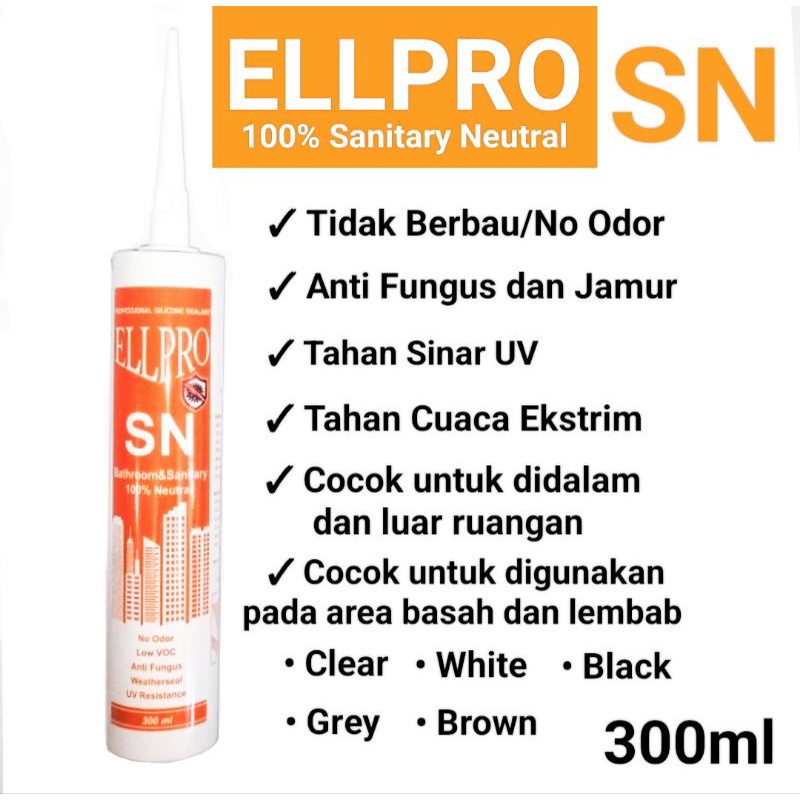 Paket Gun+Lem Silikon Anti Jamur Wastafel/Kloset/Kamar Mandi ELLPRO SN