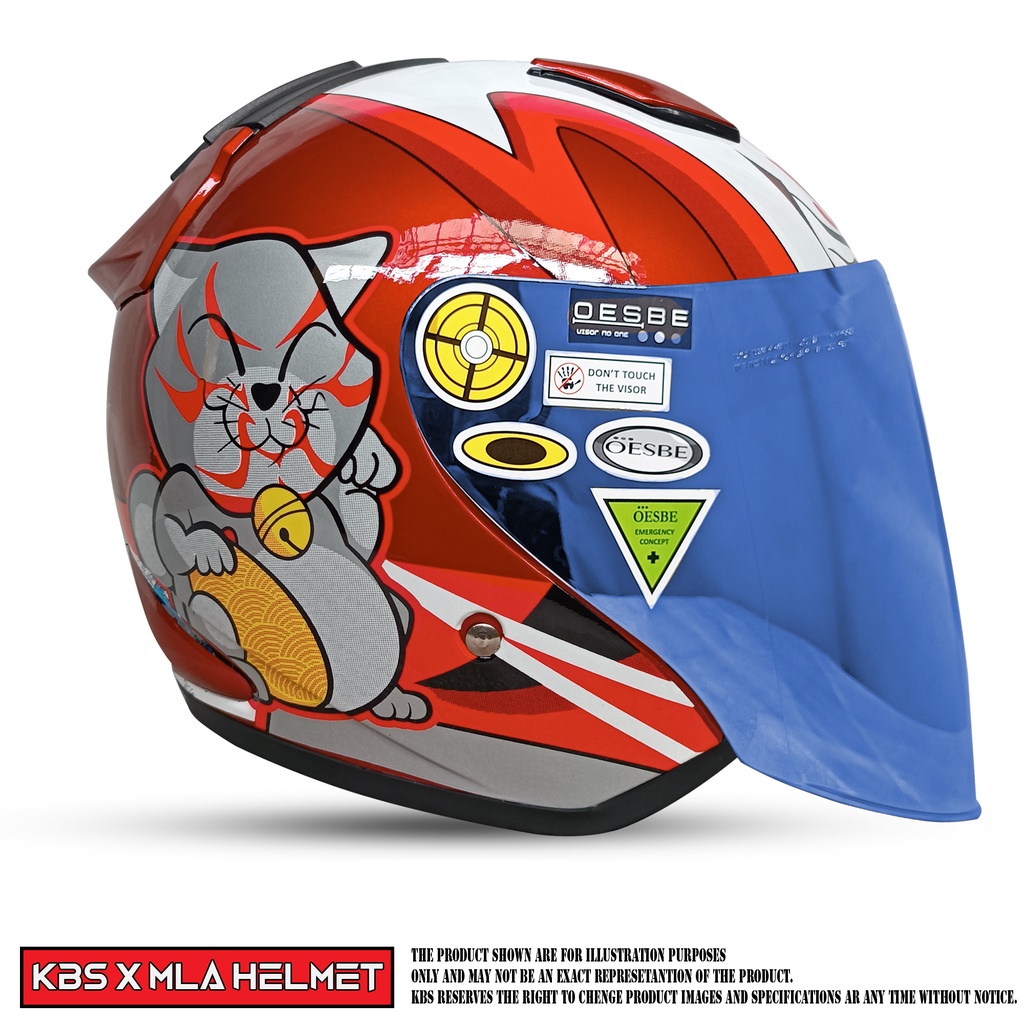 Helm Half Face MLA DJ MARU Motif Solid Kaca Venom Blue Untuk Pria Dan Wanita Dewasa COD