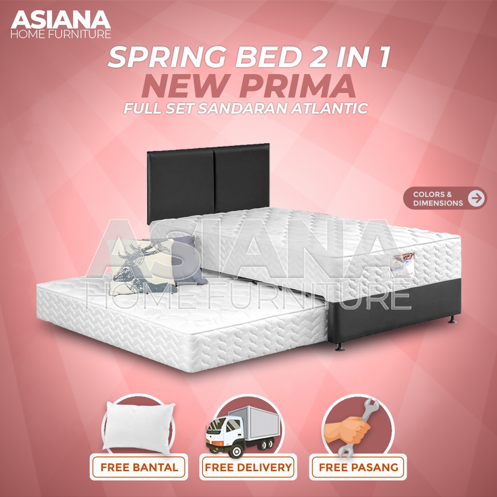 Guhdo Spring Bed Sorong 2 in 1 New Prima FULL SET Sandaran Atlantic 90x200 / 100x200 / 120x200 / 140