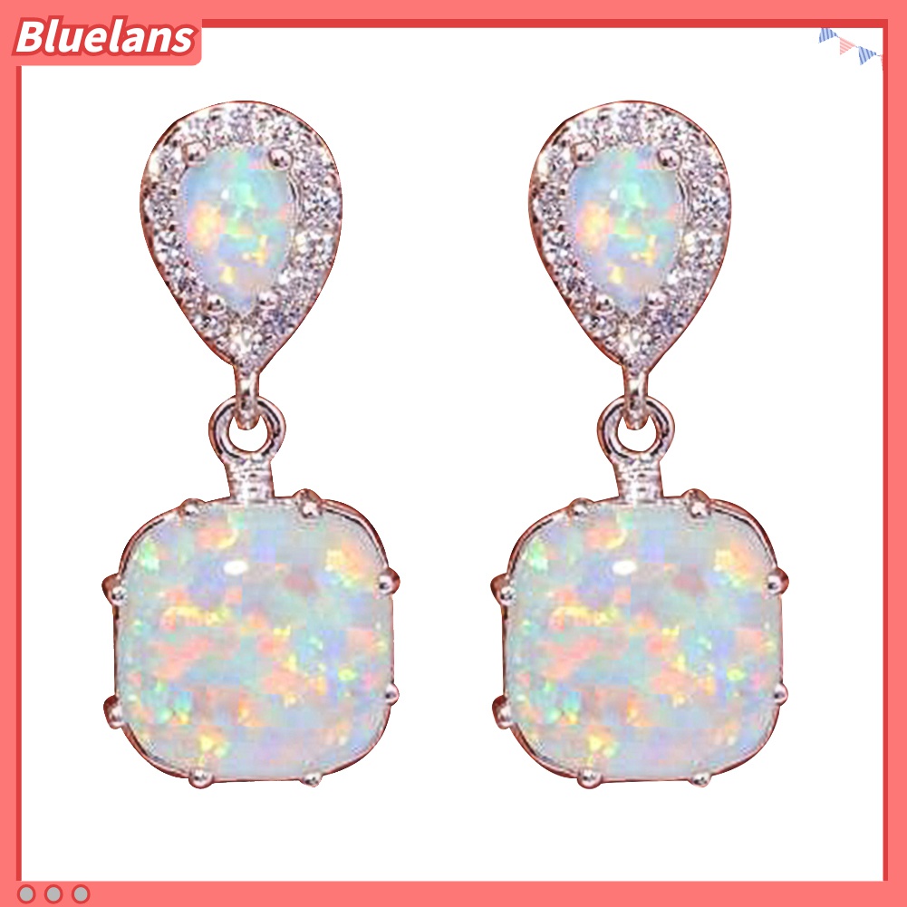 Anting Stud Hias Liontin Opal Api Untuk Wanita