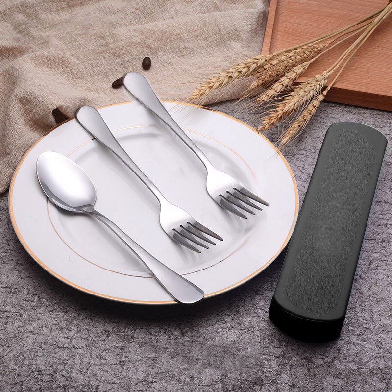 Peralatan Makan Stainless Steel Set 2/3pcs Pisau Garpu Dan Sendok Hitam/Hijau