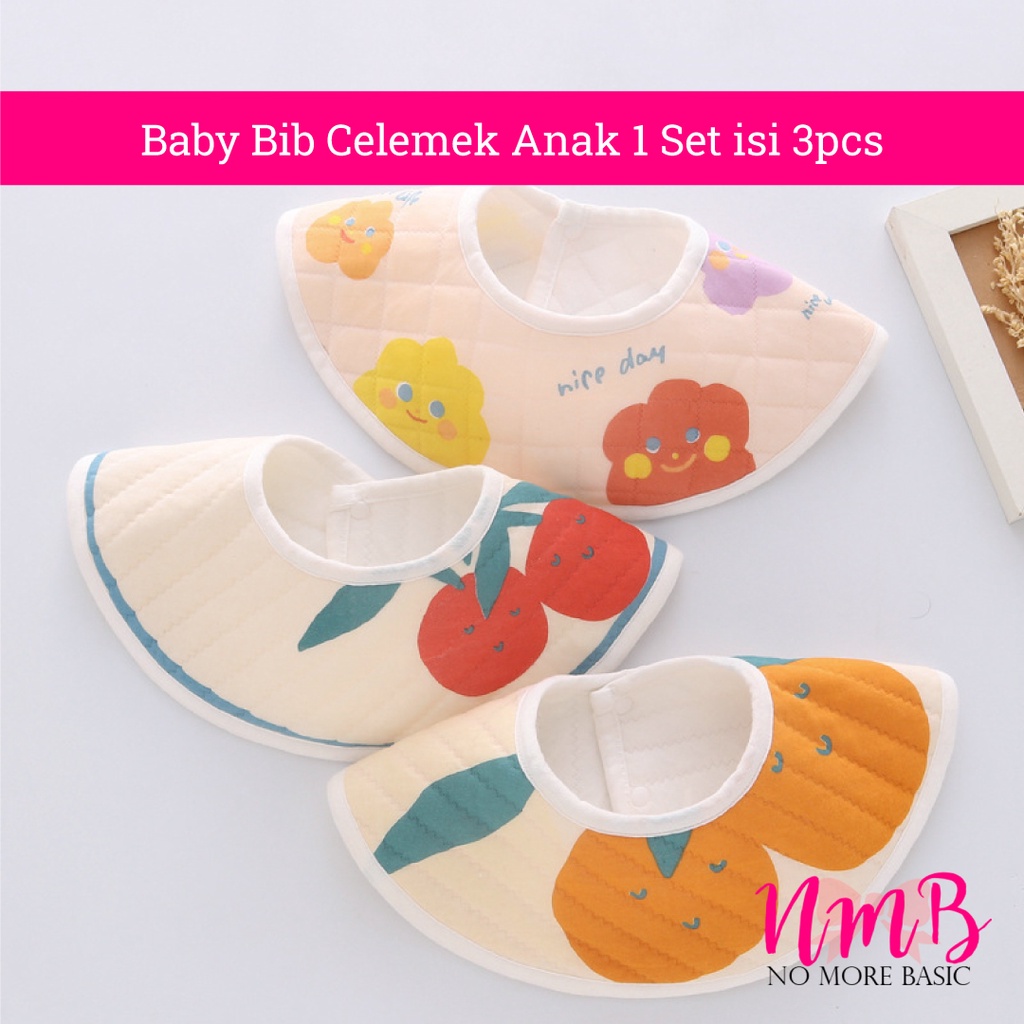 Baby Bib Celemek Bayi Lucu Celemek Apron Bayi 1 Set isi 3 Pcs Cute Baby Bib Celemek Anak Lucu Kekinian