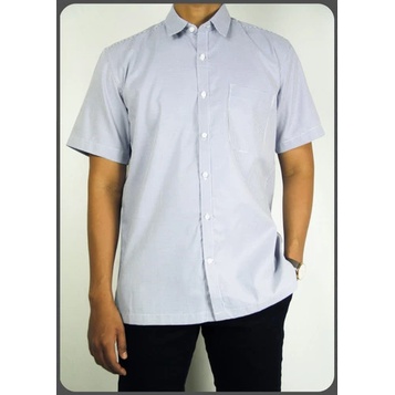 | COD | Kemeja Original Brand Matahari Dept Store Kemeja Pria Reguler Stanley Adams Lengan Pendek Putih Motif Bintik Biru 13