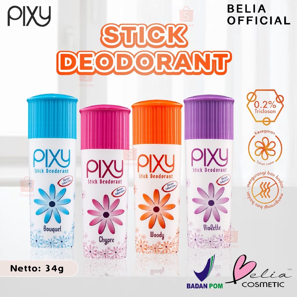 ❤ BELIA ❤ PIXY Stick Deodorant 34g | Pengharum Ketiak | Anti bau badan | BPOM