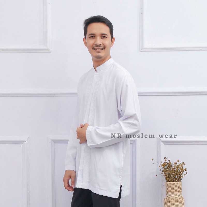 BAJU KOKO DEWASA KATUN PUTIH BERSIH , BAJU KOKO DEWASA LENGAN PANJANG , kode KZ