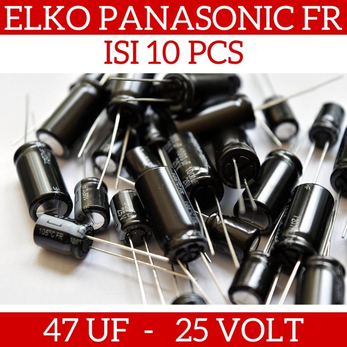 ISI 10PCS ORIGINAL PANASONIC FR 25V 47uF Kapasitor Capasitor Elko Elco