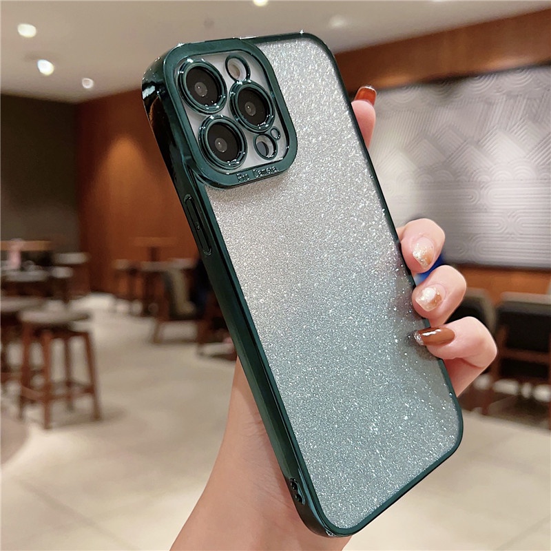 IPHONE Casing Transparan glitter Gradasi Plating Kompatibel Dengan Iphone14 13 12 11 Pro Max14 Plus X XS MAX XR Casing Soft shockproof Anti Jatuh