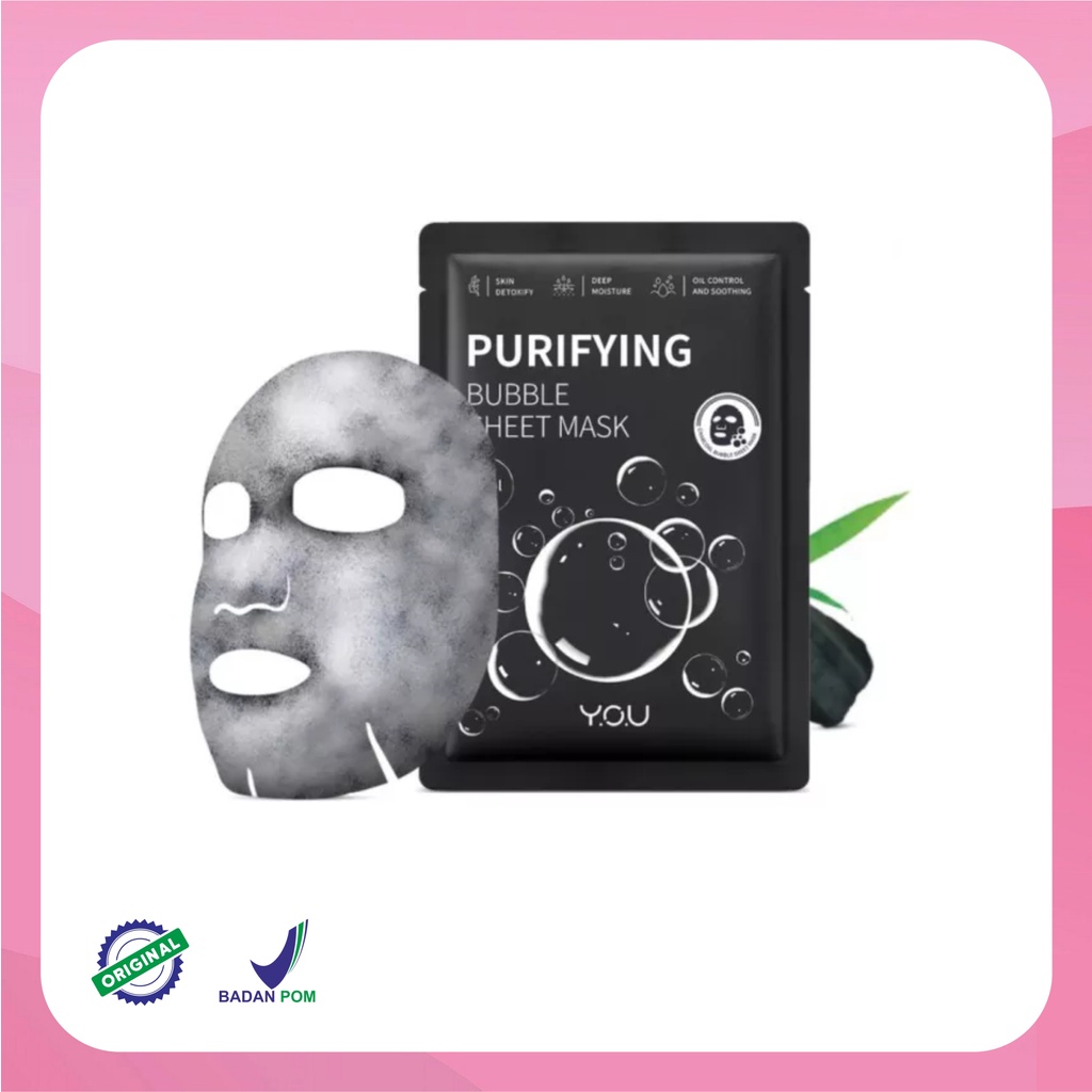 YOU Purifying Bubble Sheet Mask Bubble Detox Masker Wajah Moisturizer &amp; Oil Control