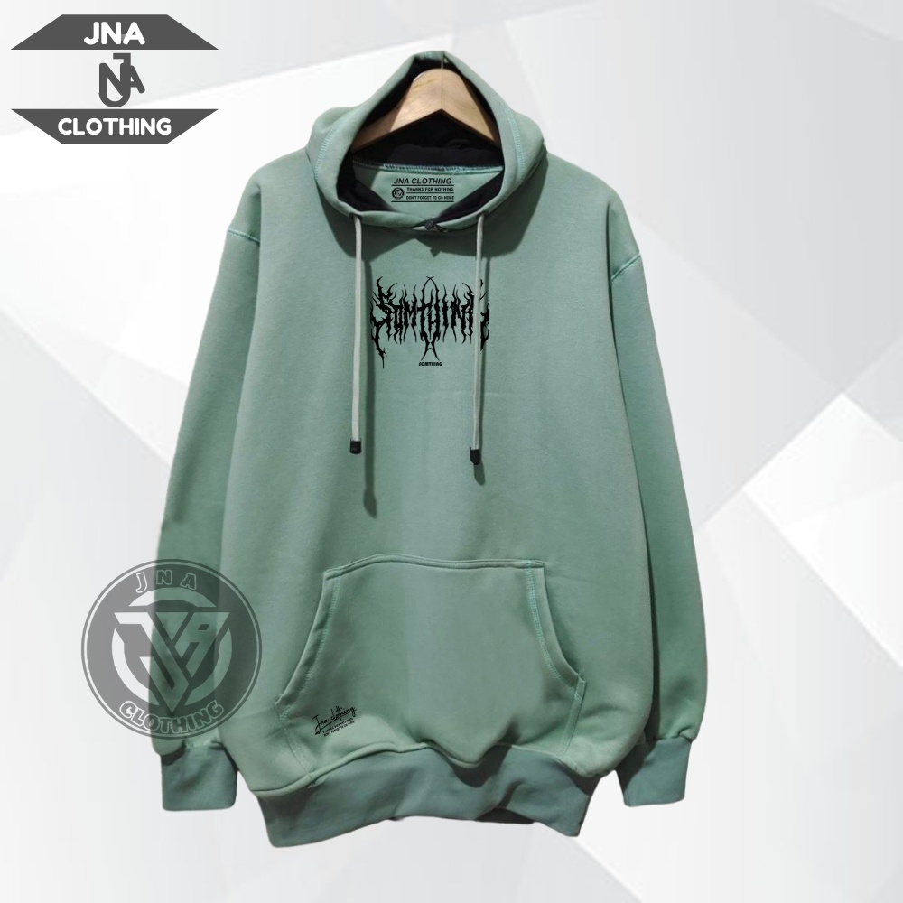 JNA Hoodie Metal Pria Hijau Mint M L XL XXL Jumper Suiter Oversize Sablon List SOMTHING Bisa COD Terpopuler Terlaris Distro