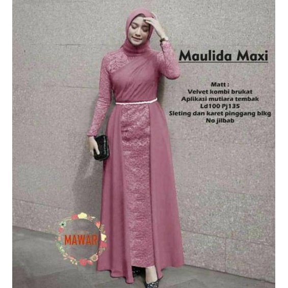 Gamis brokat broklat syari lakshita maulida gamis wisuda kondangan {KYA.18Oc22ᴱ}