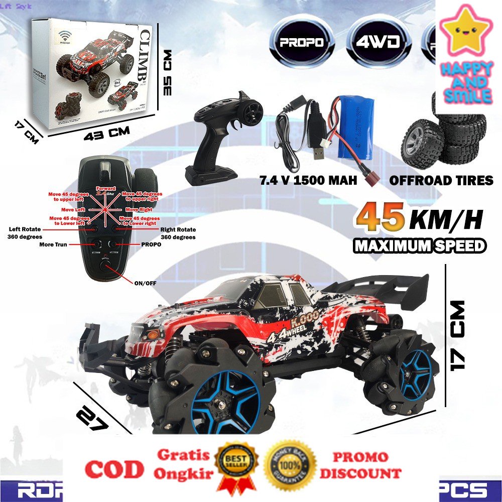 MAINAN RC Propo Ultimate 4x4Offroad Buggy Rock Crawler Drift Jeep Mainan Mobil Mobilan Remote  RDR11