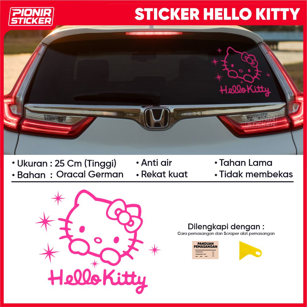 Stiker Hello kitty Mobil Cutting Sticker Helo Kiti lucu Kaca Mobil