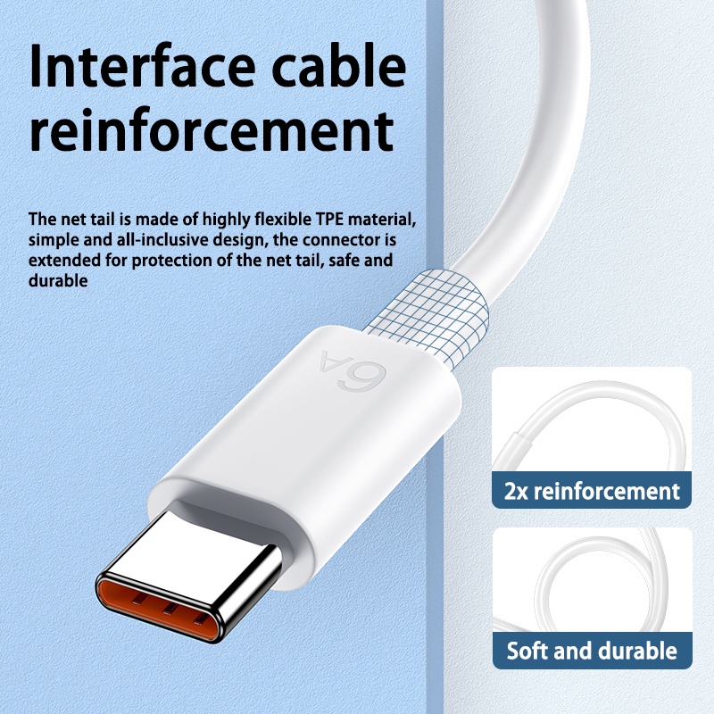 6a Kabel Charger USB Tipe C Fast Charging Untuk Aksesoris Handphone