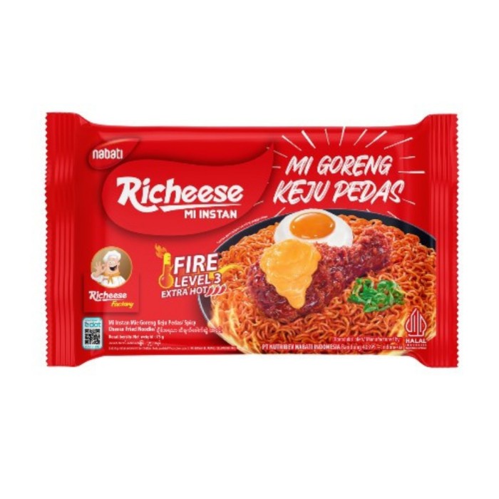 

SALE Mi Instan Richeese Mi Goreng Keju Pedas Level 3 75 Gr