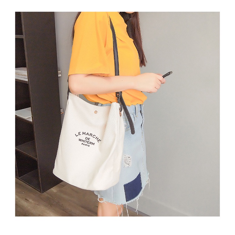 ❀ Chingu ❀ TW009 Tas Kanvas Vintage Le Marche Fashion Shoulder Bag Elegan Tas Bahu Desain Simpel Retro