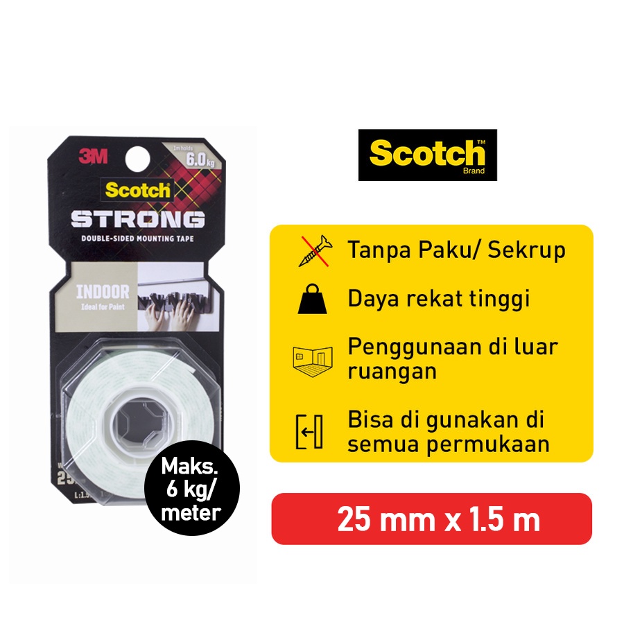 Ktmstore 3M SCOTCH STRONG Perekat Double Indoor Mounting Tape 25mmX1.5m 110-S25