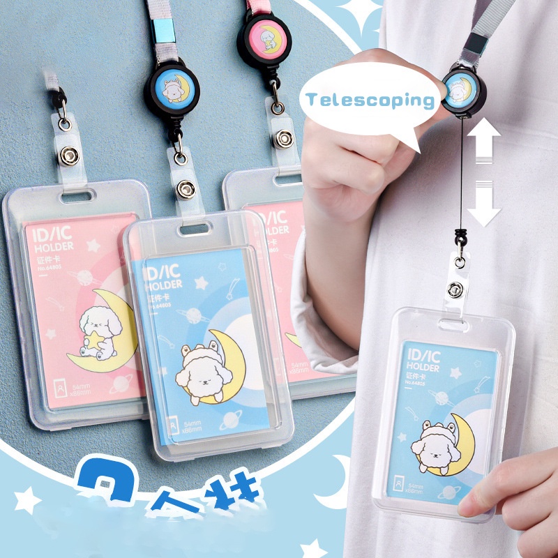 COD lanyard id card/name tag id card/kartu busway Name Tag Kartu Tanda Pengenal Kartu Motif Kartun Izin Kerja Siswa Kartu Makan Plastik Dua Sisi Pemegang Kartu Transparan - PD