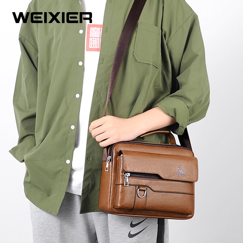 WEIXIER D255 Tas Selempang Pria Kulit Sling Bag Anti Air WK-SBY