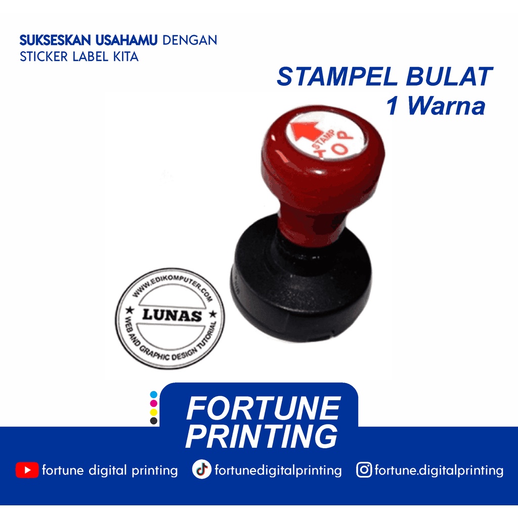 

STAMPEL CAP BULAT 1 Warna Design sesuai KONSUMEN