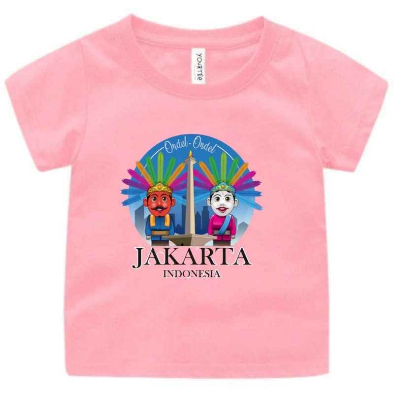 BAJU KAOS ANAK CEWEK/COWOK 1-12 TAHUN MOTIF ONDEL-ONDEL JAKARTA.