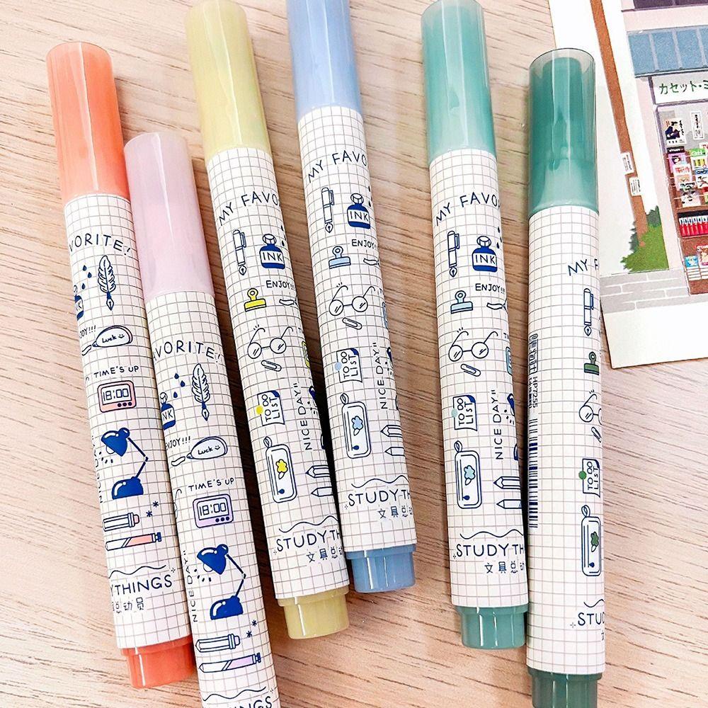 R-flower 6warna/Set Stabilo Pen Set Candy Color Drawing Graffiti Alat Menulis Color Pen