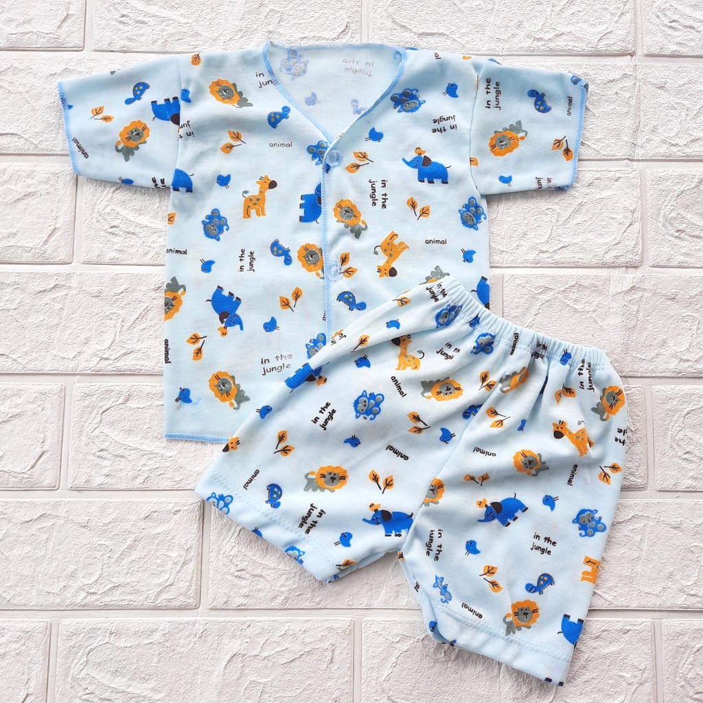 Setelan Baju Bayi Baru Lahir Pendek 1 Stel Motif Warna Murah