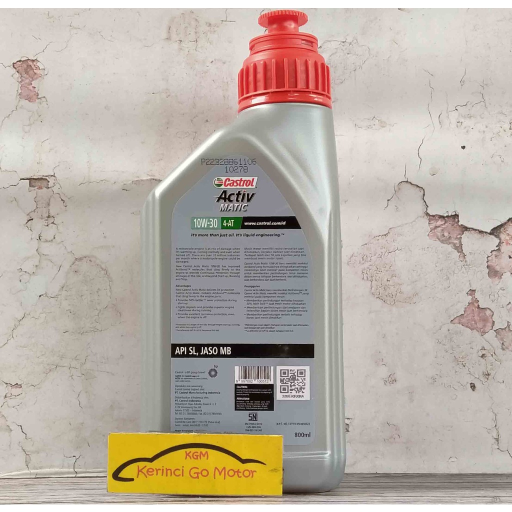 OLI CASTROL ACTIVE MATIC 10W-30 0.8L - OLI MOTOR CASTROL ACTIVE MATIC